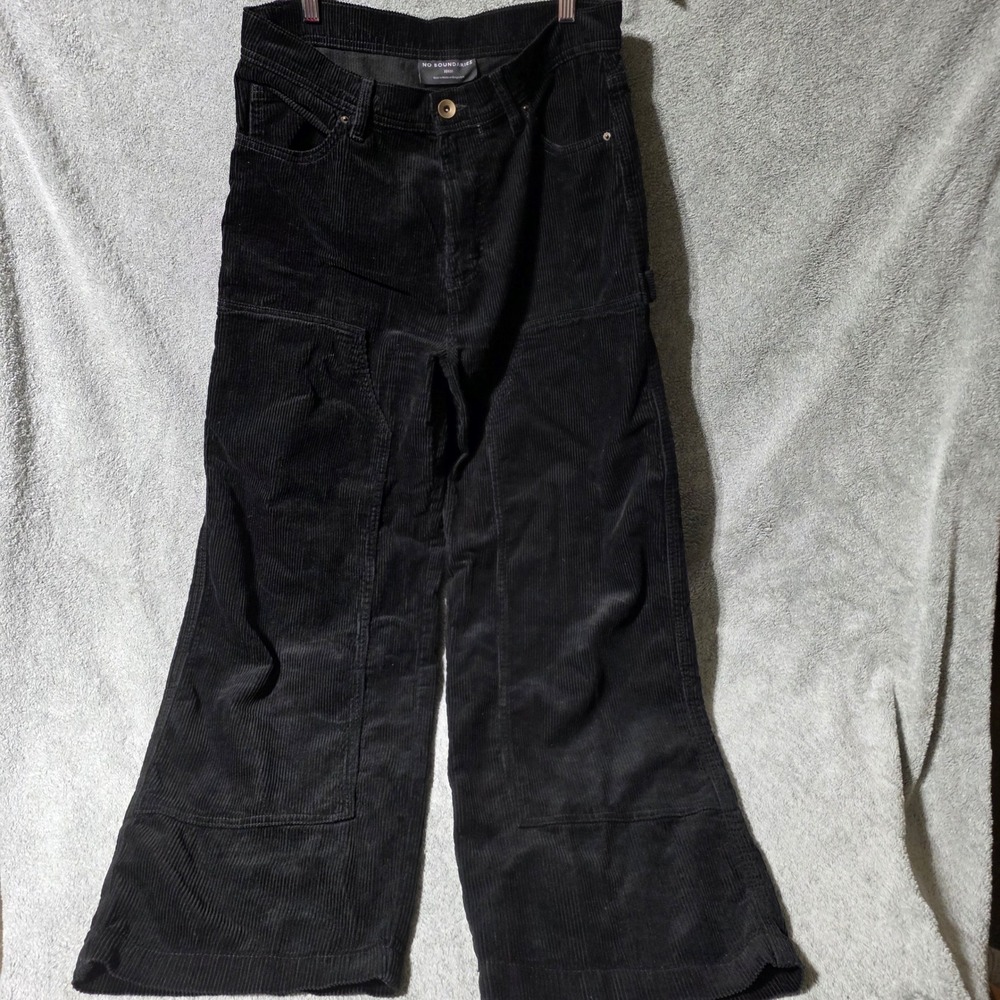 No Boundaries Black Corduroy Carpenter Pants Wide Leg Utility 32x31